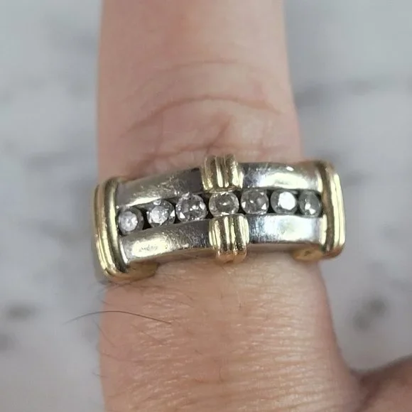 Womens Vintage Estate 14K Yellow & White Gold Diamond Ring 7.2g E6544